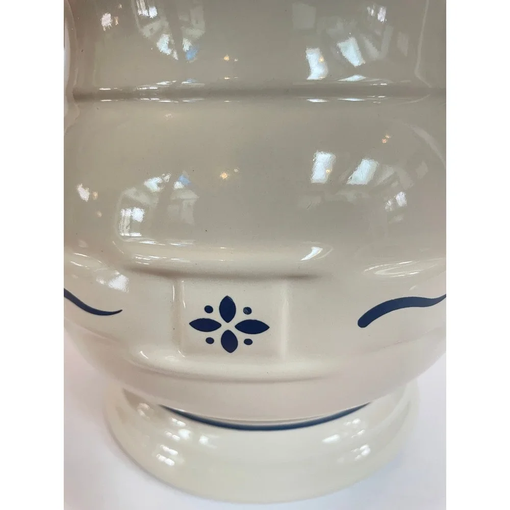 Longaberger Pottery  Ivory Large Pitcher‎ Blue Floral Stoneware Heavy